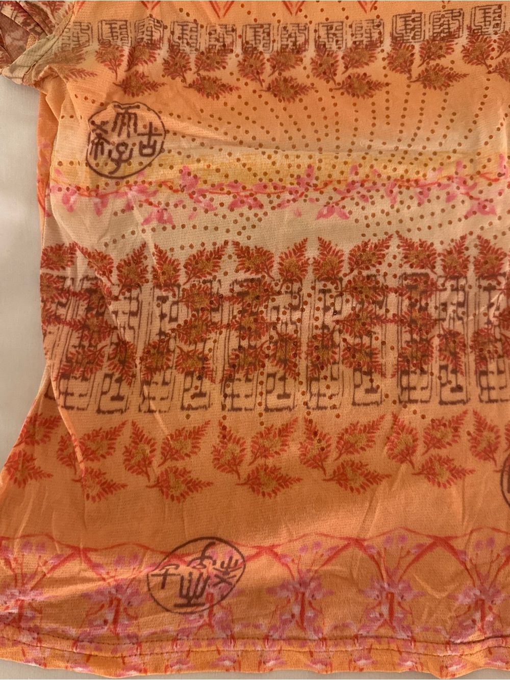 Vintage A.Byer semi sheer top with gorgeous orange patterns - Picture 3 of 4